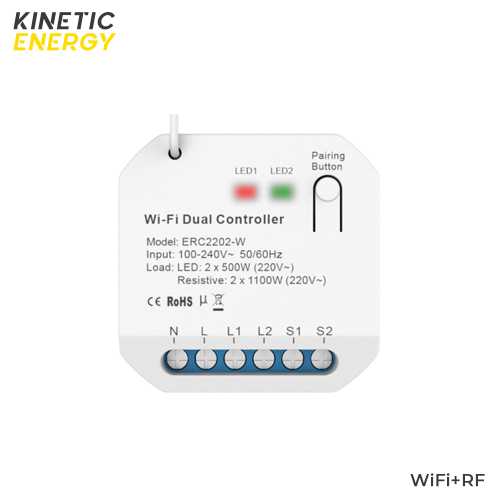 Controler Kinetic Energy, 2 canale, 2x5A, WIFI+RF433, Tuya