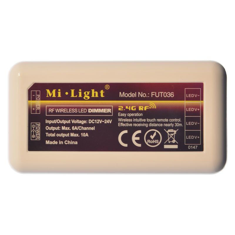 Controler inteligent 2.4GHz FUT036 Wireless RF pentru banda LED Monocolor Mi-Light 1 Canal 10A - hsmartro