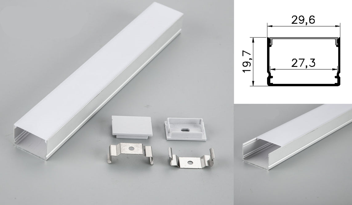 Profil led aluminiu HSM-3020M/2 – aplicat/2m