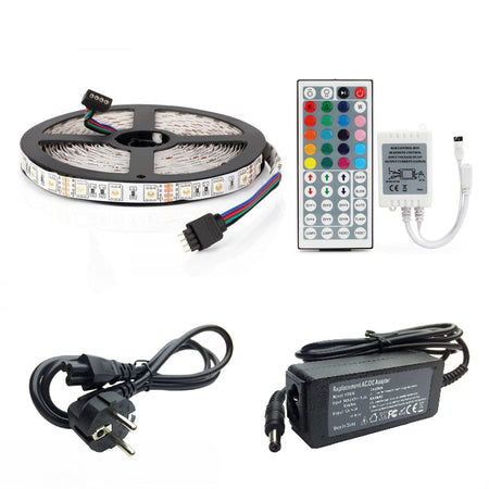 Kit Banda Led RGB 5050 IP65 5 Metri Controller IR cu telecomanda 44 taste - Transformator 36W - hsmartro