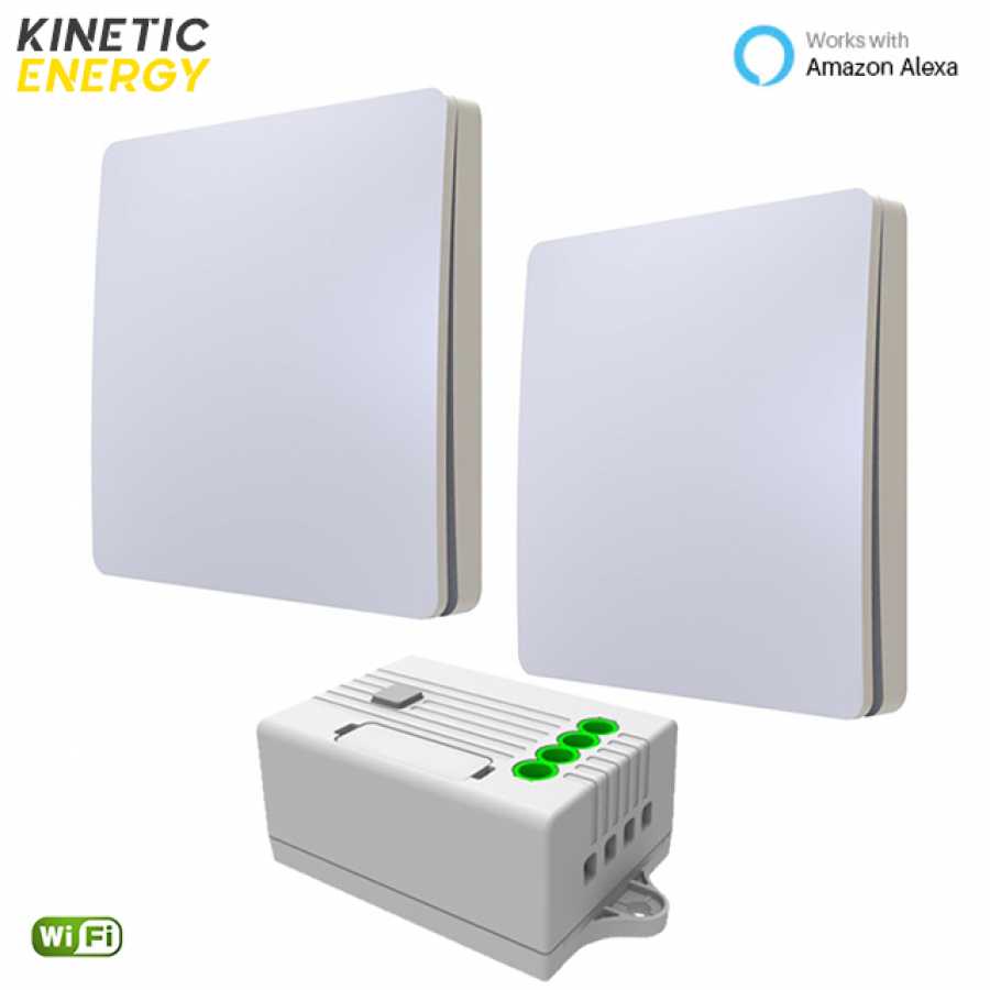 Kit Cap-Scara - 2 Intrerupatoare simple  KINETIC ENERGY + Controller 1 Canal, 5A, RF433