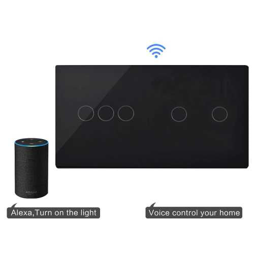 INTRERUPATOR TOUCH TRIPLU + DUBLU WIFI CU PANOU DIN STICLA