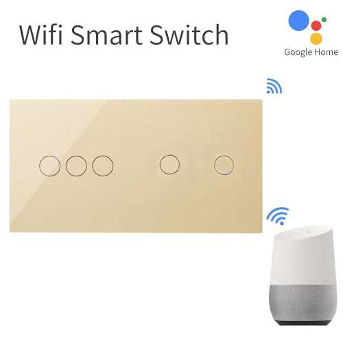 INTRERUPATOR TOUCH TRIPLU + DUBLU WIFI CU PANOU DIN STICLA