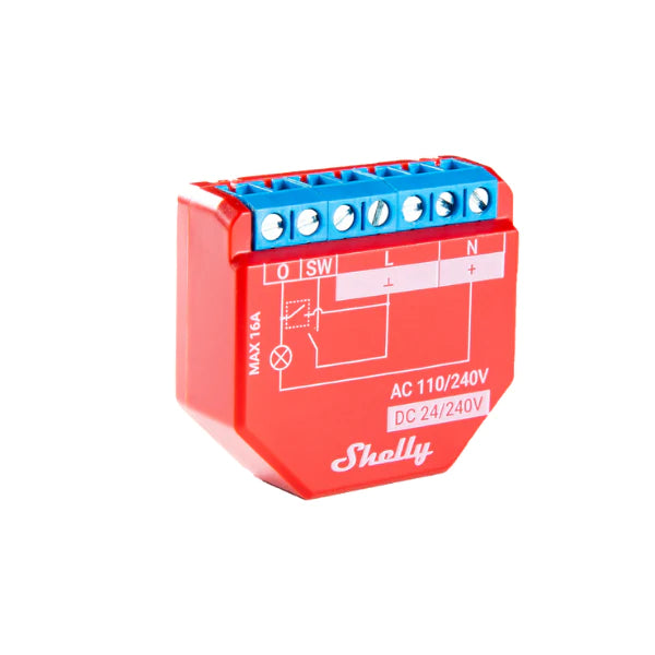 Shelly Plus 1PM - releu cu monitorizare consum, 1 canal, 16A, WiFi si Bluetooth