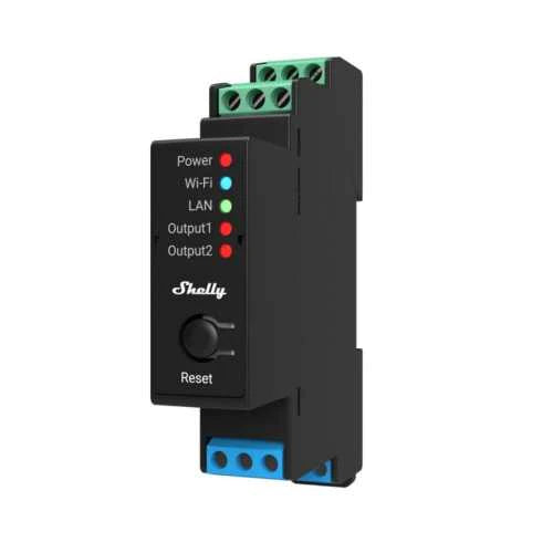 Shelly Pro 2PM - releu 2 canale, 2x 16A, cu monitorizare consum, WiFi, LAN, Bluetooth