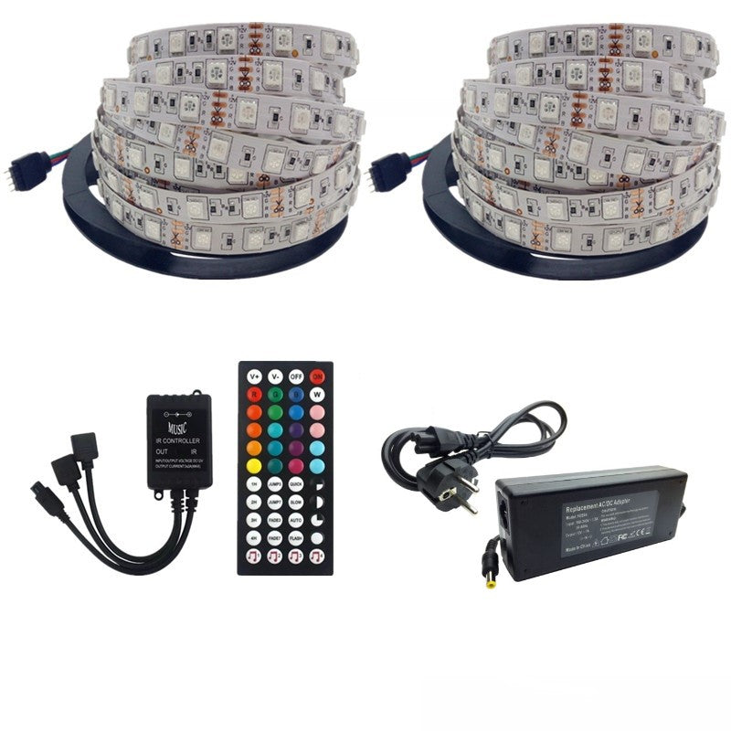 Kit Banda LED RGB cu control muzical, IP20 , Telecomanda IR 44 taste, Transformator 7A , 10 Metri - hsmartro
