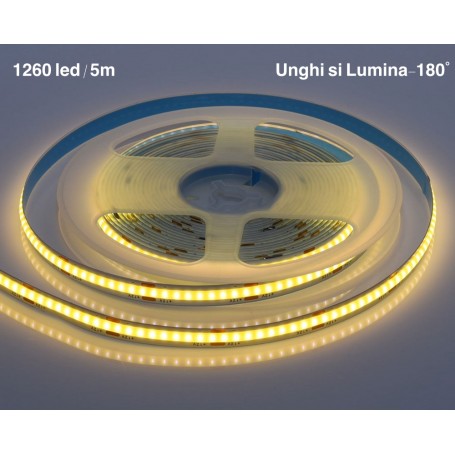 BANDA COB LED ALB-CALD - FLEXIBIL - 252LED/M - 12W/ML - ROLA/5M - hsmartro