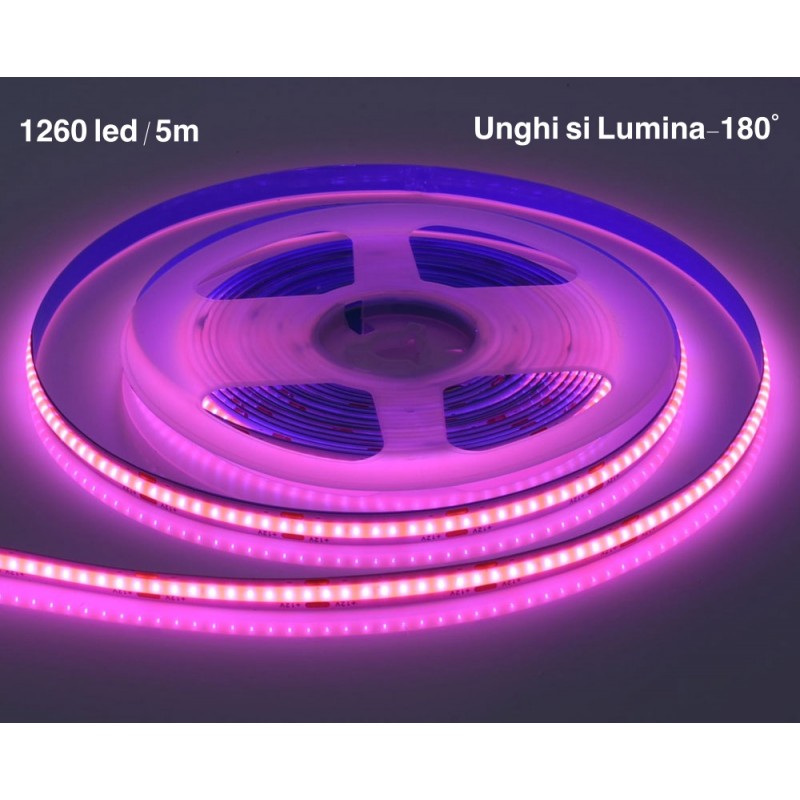 BANDA COB LED ROZ - FLEXIBIL - 252LED/M - 12W/ML - ROLA/5M - hsmartro