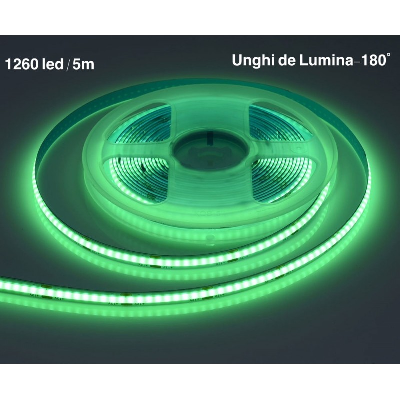BANDA COB LED VERDE - FLEXIBIL - 252LED/M - 12W/ML - ROLA/5M - hsmartro