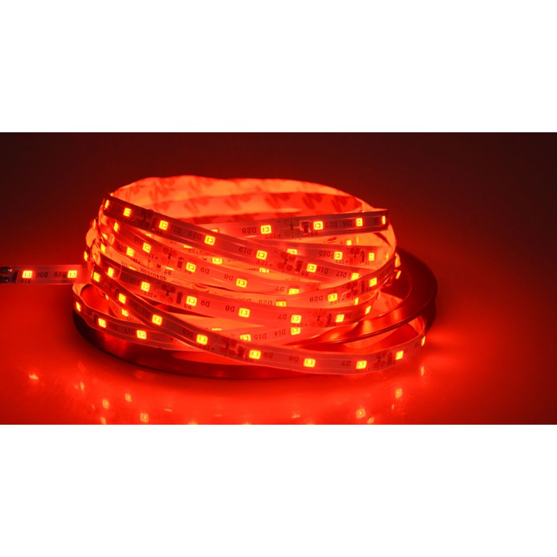 BANDA LED 3528 - 60LED/M EXTERIOR-SILICON , DC 12V 4,8W/ML , 5M/ROLA , ROSU