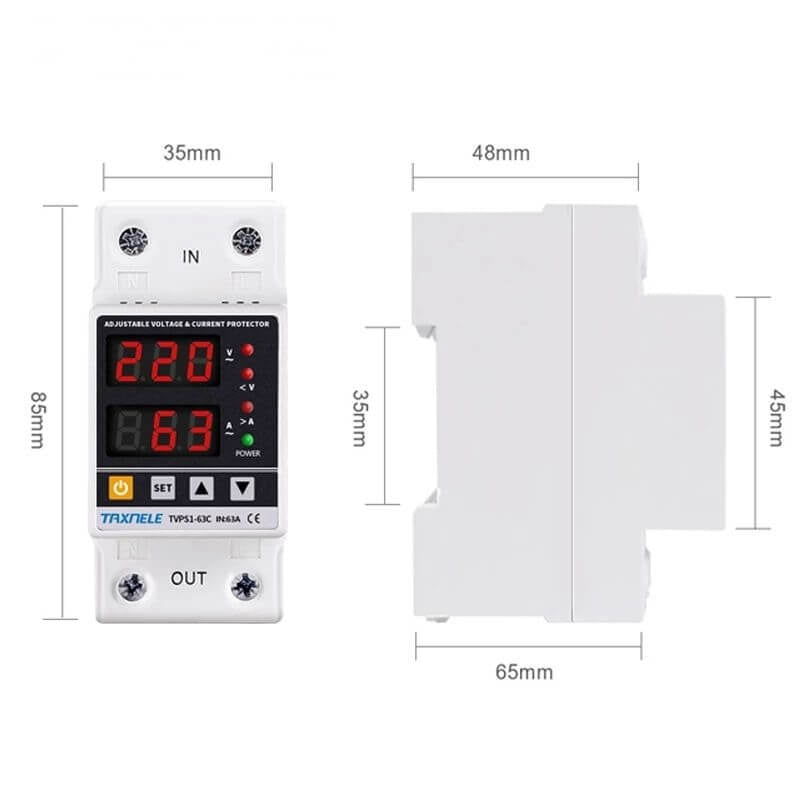 Releu de protectie la tensiune si curent digital 220V 63A