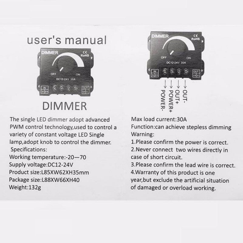 Dimmer Manual banda  12-24V / 30A