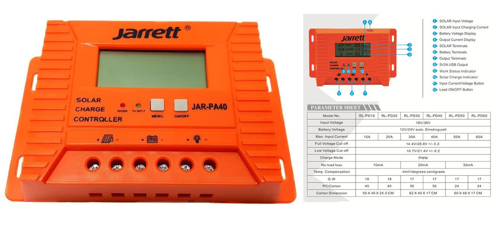 Controler solar Jarrett / JAR-PA40 – 40A