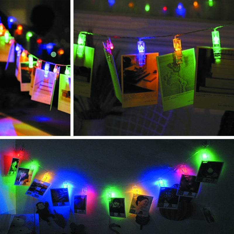 Instalatie Led cu  Clipsuri  multicolor  , 3 M 20 Led-uri, Pentru fotografii