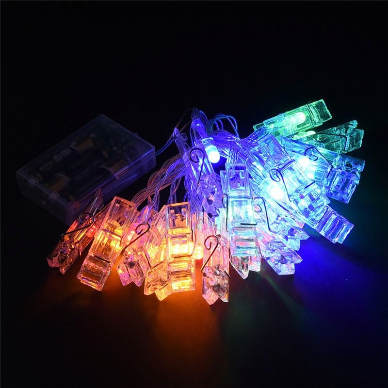Instalatie Led cu  Clipsuri  multicolor  , 3 M 20 Led-uri, Pentru fotografii