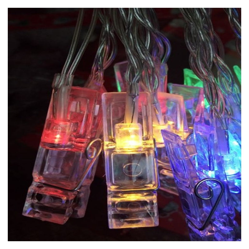 Instalatie Led cu  Clipsuri  multicolor  , 3 M 20 Led-uri, Pentru fotografii