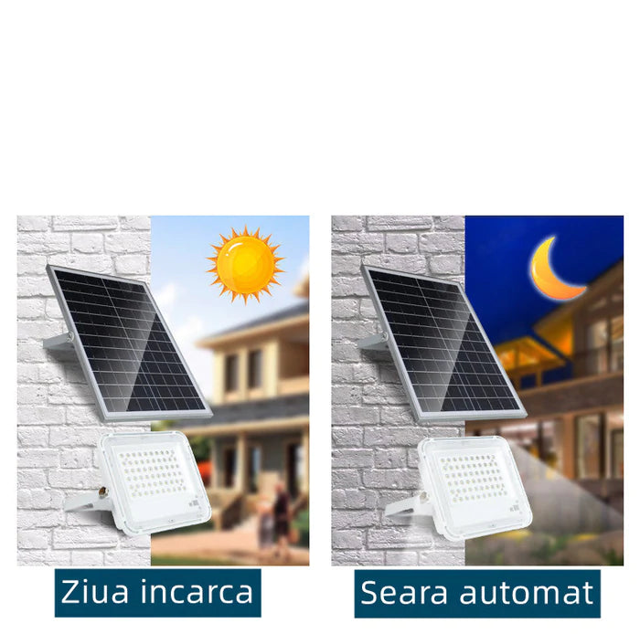 Proiector LED 150W cu Panou Solar si Telecomanda Rezistent la Apa IP65