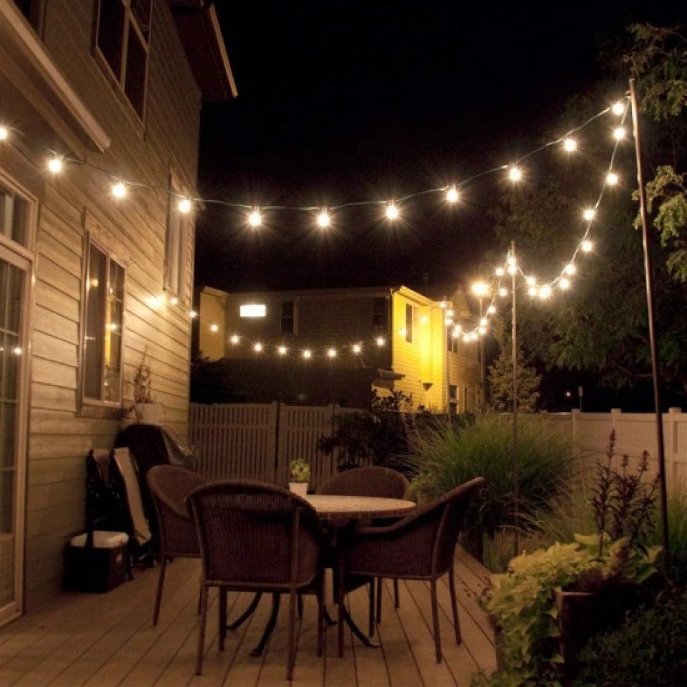 Ghirlanda Luminoasa Pentru Gradina Terasa 10m, 20 Fasung E27 Cu  Becuri Negru