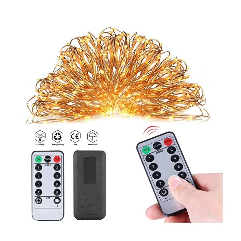 GHIRLANDA INSTALATIE LUMINOASA, 10M, 100 LEDURI, WATERPROOF, 8 MODURI DE LUMINA CU TELECOMANDA