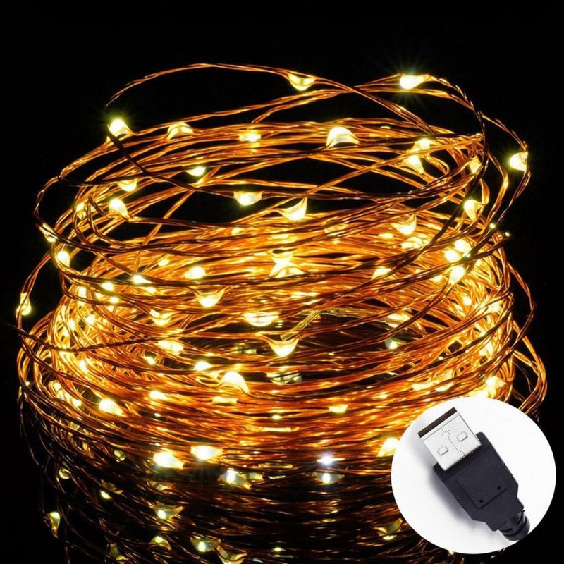 GHIRLANDA INSTALATIE LUMINOASA TIP SIR, 10M, 100 DE LEDURI, CONECTARE PRIN USB LA DIFERITE DISPOZITIVE, LUMINA CALDA