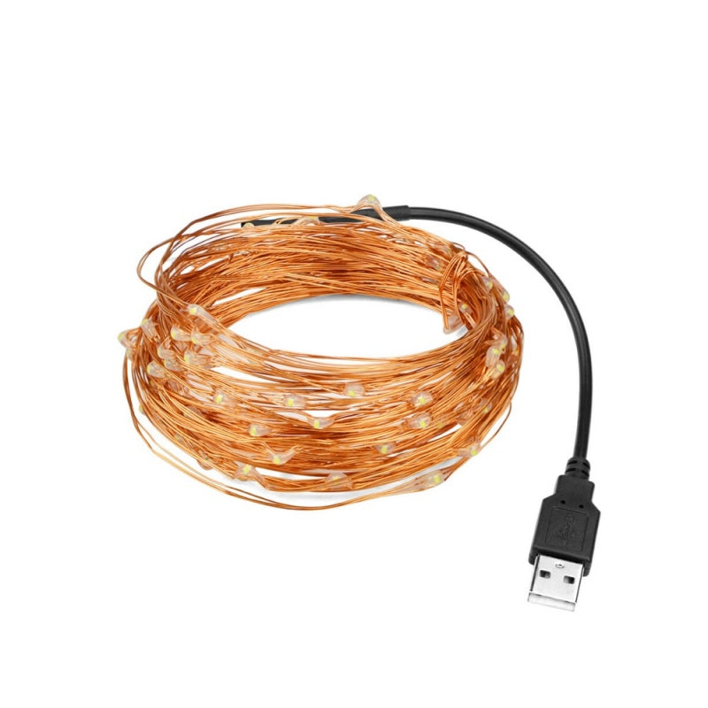 GHIRLANDA INSTALATIE LUMINOASA TIP SIR, 10M, 100 DE LEDURI, CONECTARE PRIN USB LA DIFERITE DISPOZITIVE, LUMINA CALDA