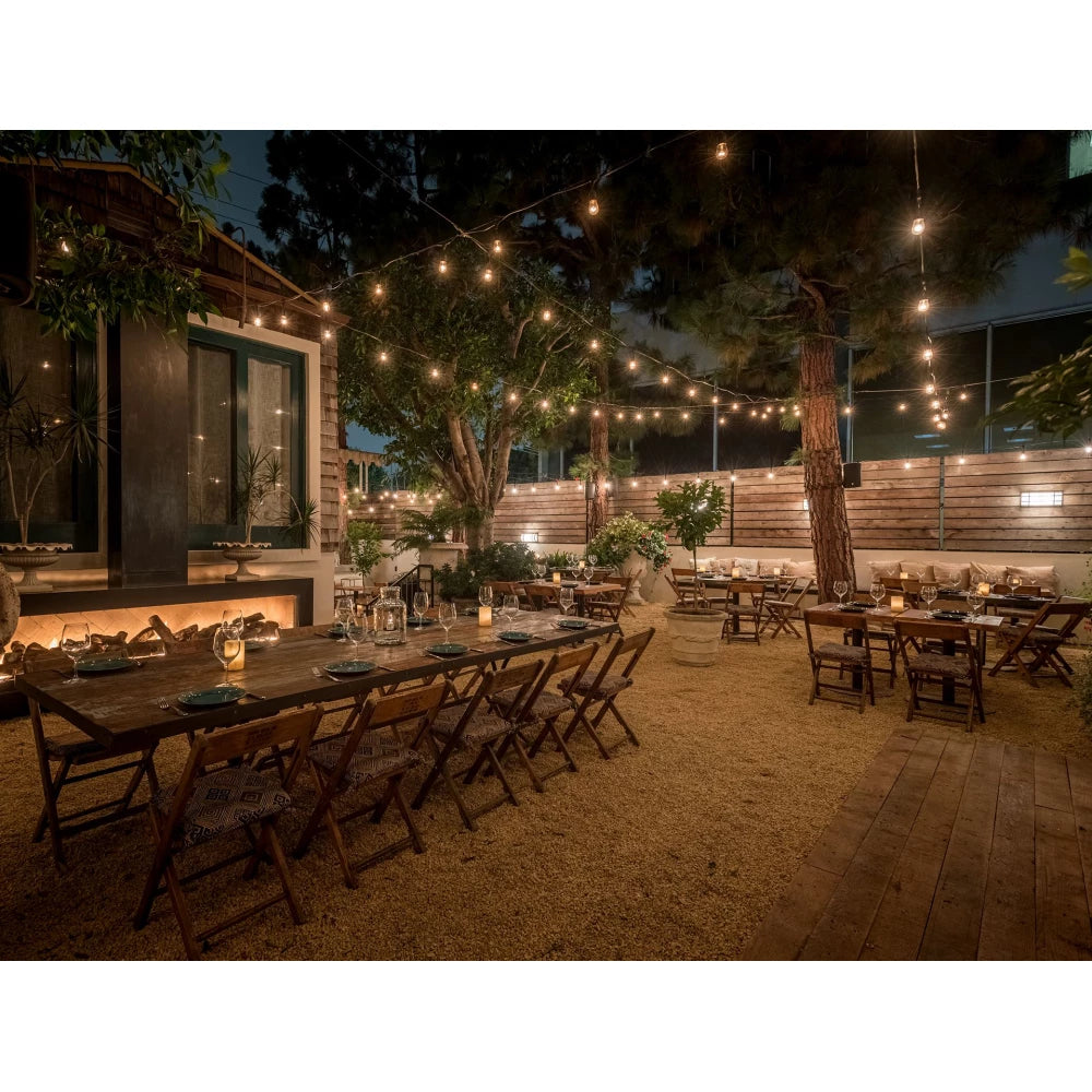 Ghirlanda Luminoasa Pentru Gradina Terasa 10m, 20 Fasung E27 Cu  Becuri Negru