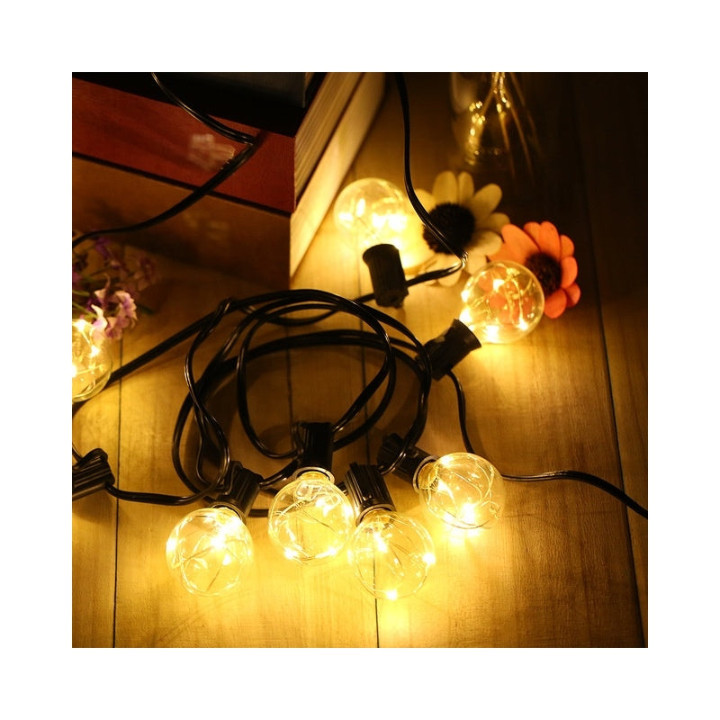 GHIRLANDA LUMINOASA DE INTERIOR/EXTERIOR, 30 BECURI BILE , PE SIR, 10 METRI, LUMINA CALDA