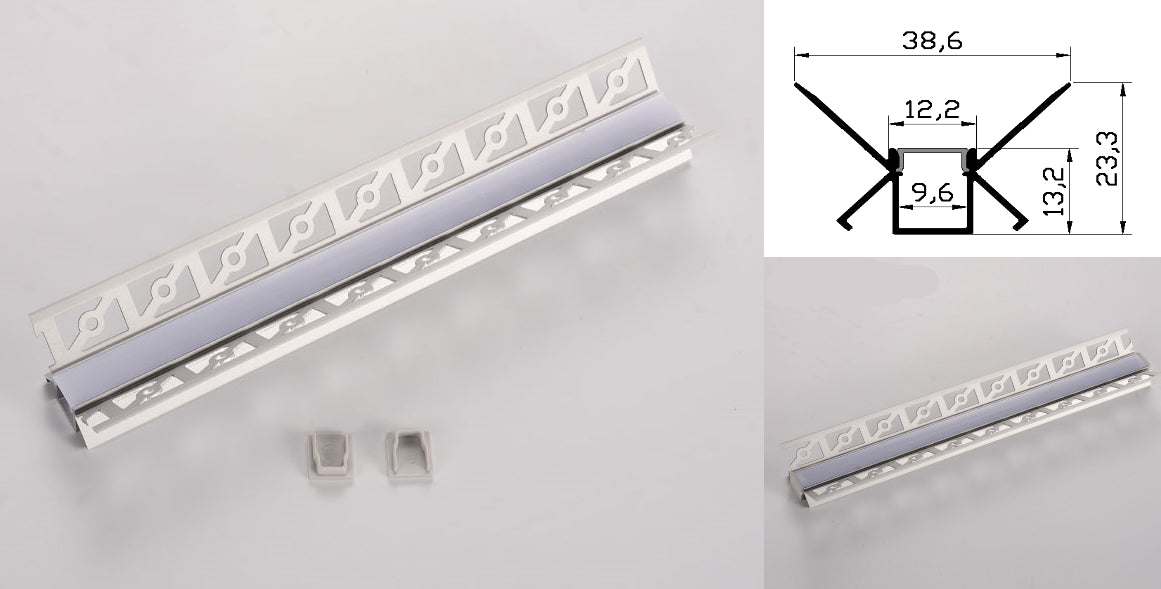 Profil led aluminiu HSM- 303/2 – colt interior/ingropat/gips carton/2m
