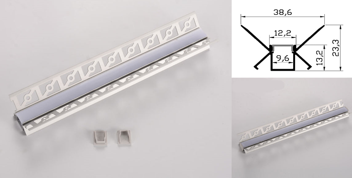 Profil led aluminiu HSM- 303/2 – colt interior/ingropat/gips carton/2m