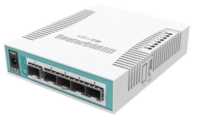 Cloud Router Switch, 5 porturi SFP + 1 port Combo port SFP/RJ45- Mikrotik CRS106-1C-5S - hsmartro