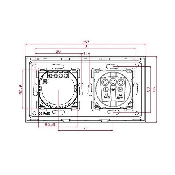 Întrerupător tactil simplu+Priza - hsmartro