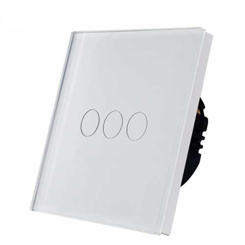 EMITATOR RF433 TOUCH TRIPLU 230V CU PANOU STICLA (PENTRU CAP-SCARA/ CRUCE WIFI+RF)