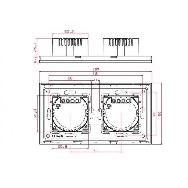 Întrerupător tactil triplu+triplu - hsmartro