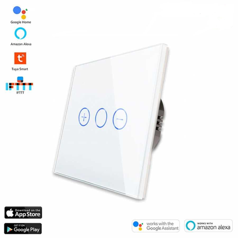 ÎNTRERUPĂTOR TOUCH CU DIMMER/ VARIATOR WIFI CU NUL CU PANOU DIN STICLA TUYA