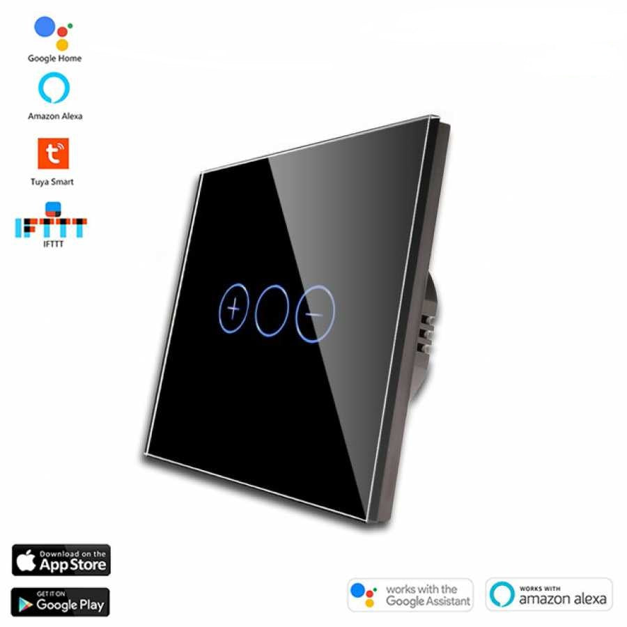 ÎNTRERUPĂTOR TOUCH CU DIMMER/ VARIATOR WIFI CU NUL CU PANOU DIN STICLA TUYA