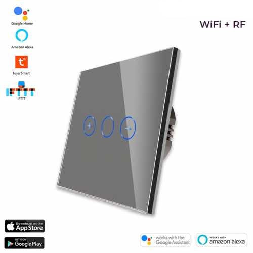 INTRERUPATOR TOUCH SMART CU DIMMER/VARIATOR WIFI+RF CU NUL CU PANOU DIN STICLA