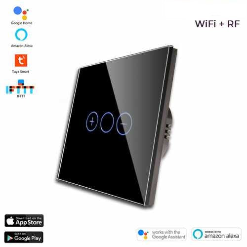 INTRERUPATOR TOUCH SMART CU DIMMER/VARIATOR WIFI+RF CU NUL CU PANOU DIN STICLA