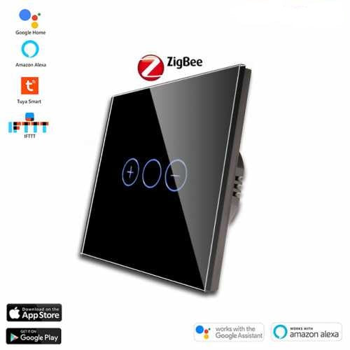 INTRERUPATOR TOUCH DIMMER / VARIATOR ZIGBEE CU NUL CU PANOU DIN STICLA TUYA