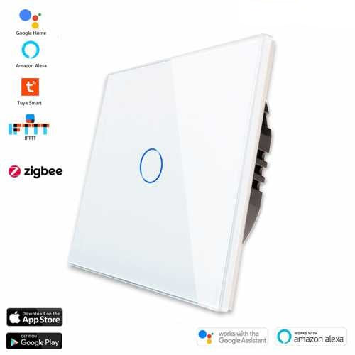 INTRERUPATOR TOUCH SIMPLU ZIGBEE FARA NUL CU PANOU DIN STICLA