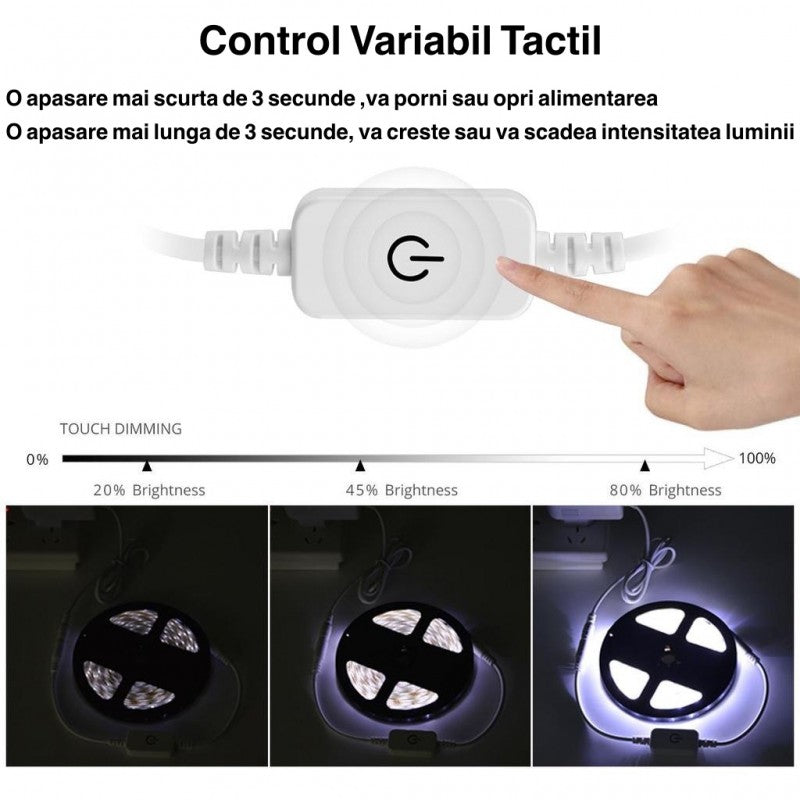 ÎNTRERUPĂTOR TOUCH LED REGLABIL , DC 2.1