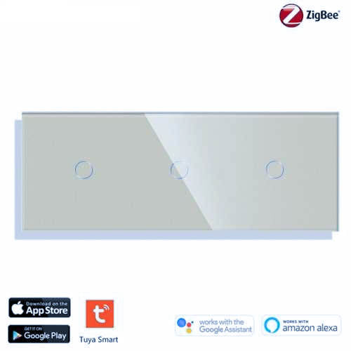 INTRERUPATOR TOUCH SIMPLU + SIMPLU + SIMPLU ZIGBEE CU NUL CU PANOU DIN STICLA