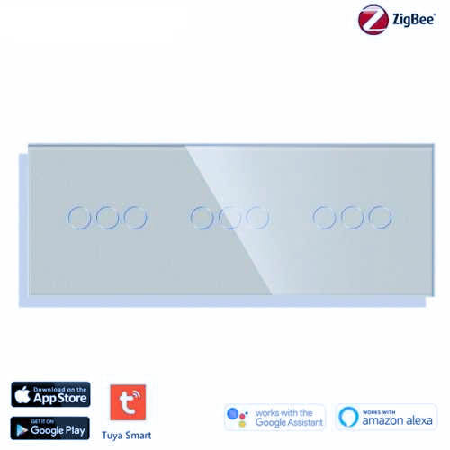 INTRERUPATOR TOUCH TRIPLU + TRIPLU + TRIPLU ZIGBEE FARA NUL CU PANOU DIN STICLA