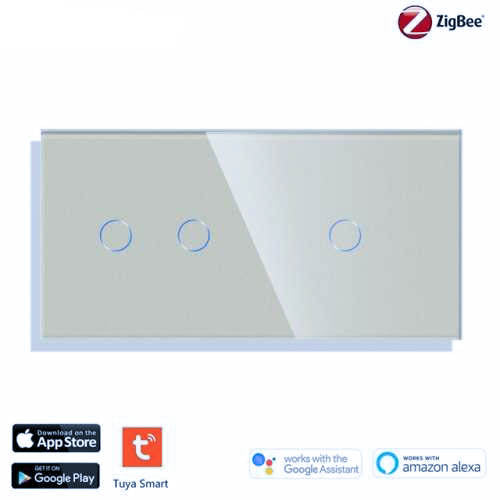 INTRERUPATOR TOUCH DUBLU + SIMPLU ZIGBEE CU NUL CU PANOU DIN STICLA