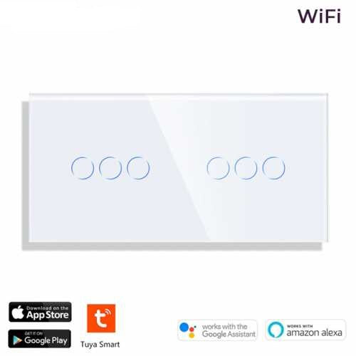 INTRERUPATOR TOUCH TRIPLU + TRIPLU WIFI CU PANOU DIN STICLA