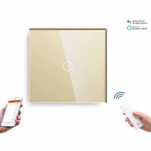ÎNTRERUPĂTOR TOUCH SIMPLU WIFI+RF CU NUL CU PANOU DIN STICLA