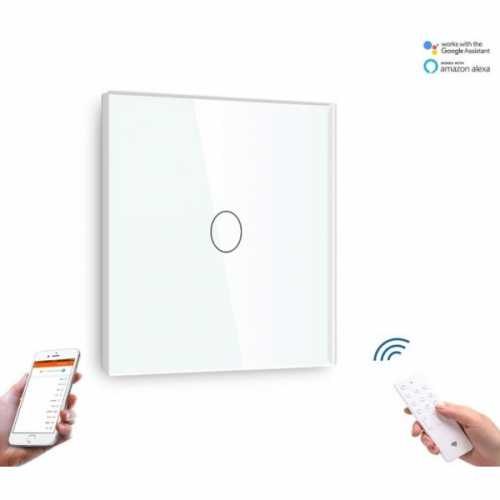 ÎNTRERUPĂTOR TOUCH SIMPLU WIFI+RF CU NUL OPTIONAL CU PANOU DIN STICLA