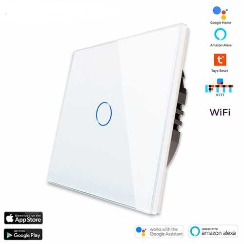 ÎNTRERUPĂTOR TOUCH SIMPLU WIFI FARA NUL TUYA CU PANOU DIN STICLA