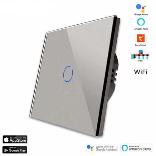 ÎNTRERUPĂTOR TOUCH SIMPLU WIFI FARA NUL TUYA CU PANOU DIN STICLA