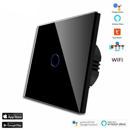 ÎNTRERUPĂTOR TOUCH SIMPLU WIFI FARA NUL TUYA CU PANOU DIN STICLA