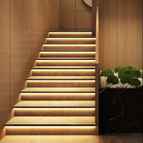 Kit Iluminat Scari Inteligent 16 Trepte, Senzori Miscare, Banda LED, Sursa Alimentare